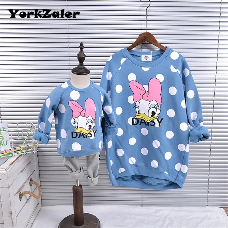 Winter Matching Mother Daughter Clothes New Single Original Cashmere Sweater Cartoon Plus Velvet Family Matching Clothes