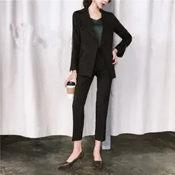 Для женщин костюм 2018 новый стиль узкие модные повседневный комплект 9 штанов Профессиональный OL костюм два/Костюм из нескольких предметов