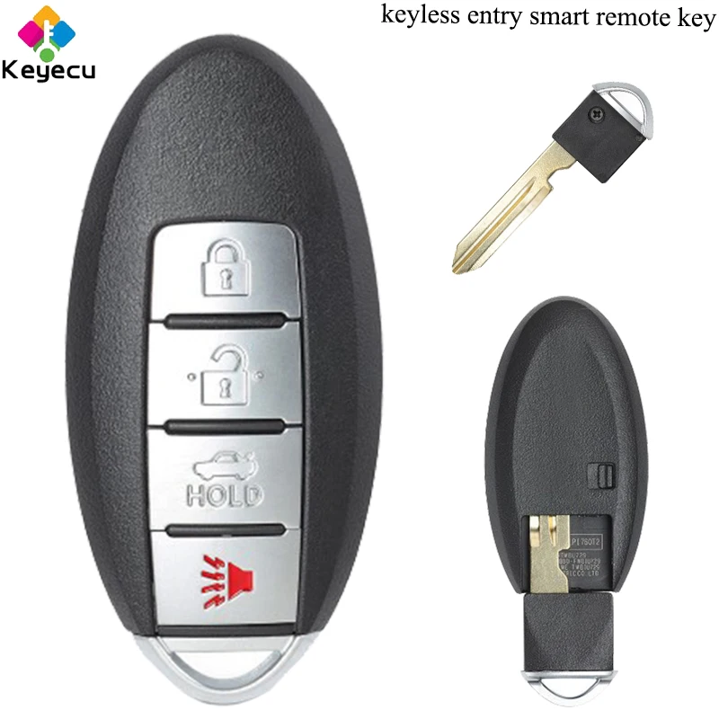 

KEYECU Replacement Keyless Entry Smart Remote Control Car Key - 4 Buttons & NSN14 Blade - FOB for Nissan New Sunny 2007-2012