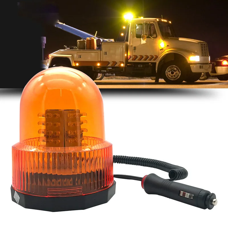 

72LED Round Rotated Strobe Beacon Magnetic Flash Light for 12V Truck Trailer Bus Engineering Vehicles
