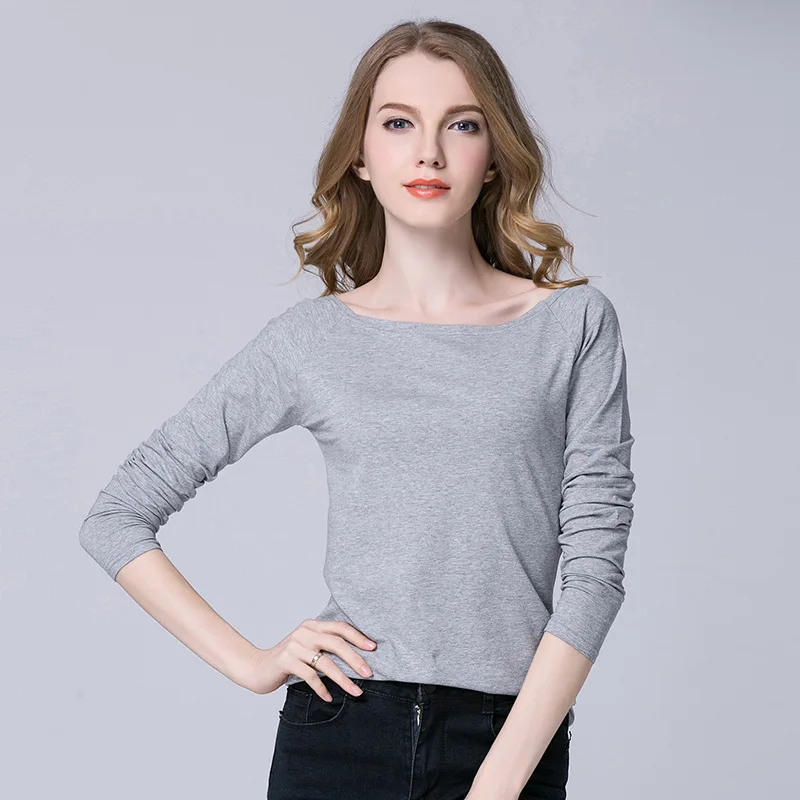 2018 Women's Autumn And Spring Modal Knitted Modal Long Sleeve T Shirt