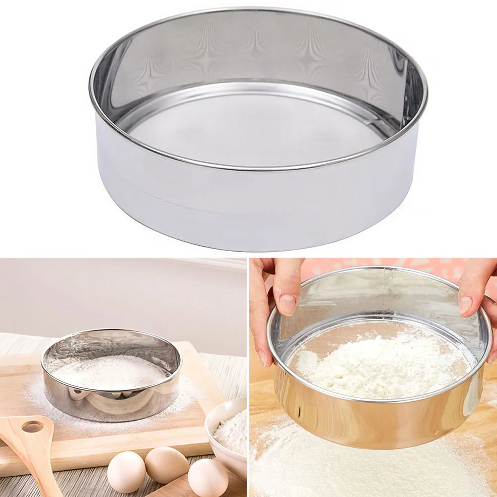 

Thicken Stainless Steel Round Kitchen Baking Tool Colander Sieve Pastry Small Fine Mesh Filter Powdered Sugar Flour Cake
