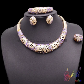 

Yulaili Newest Sumptuous Jewelry Set Custom Made Metal Logo Charms Unique Jewelry Sets