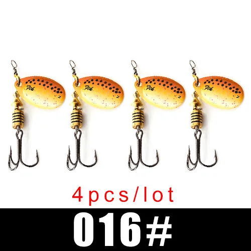 FTK New 1#-5# 5pcs/lot or 4pcs/lot Similar as Copper Spinner Bait Fishing Lure With Treble Hooks Hard Baits Spoon Pike - Цвет: 016