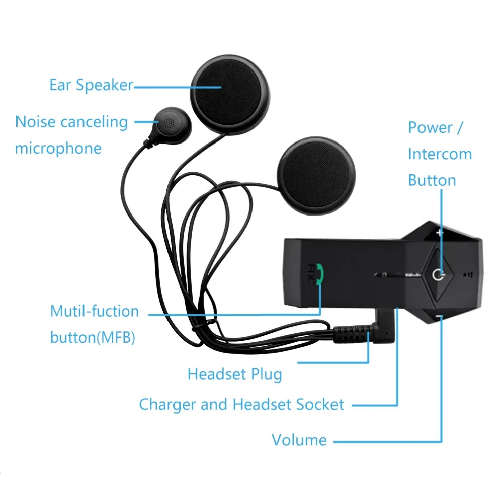 FreedConn Коло-RC Bluetooth мотоциклетные Шлемы-гарнитуры домофон с L3 руль пульт дистанционного управления(2 шт. с мягкой кабель