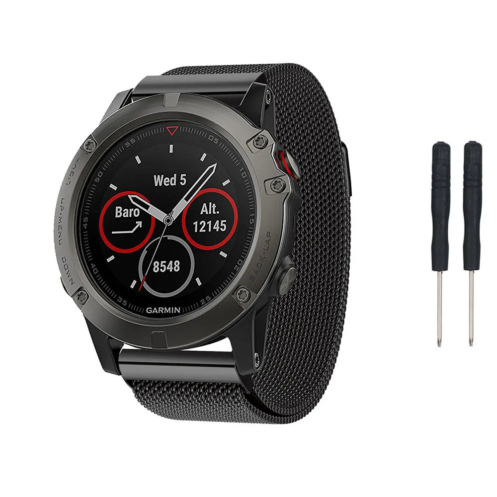 UIENIE Milanese Loop 26 мм для Garmin Fenix 3 Fenix 5x gps часы сменный ремешок с наконечниками адаптеры для Garmin Fenix 3 5x