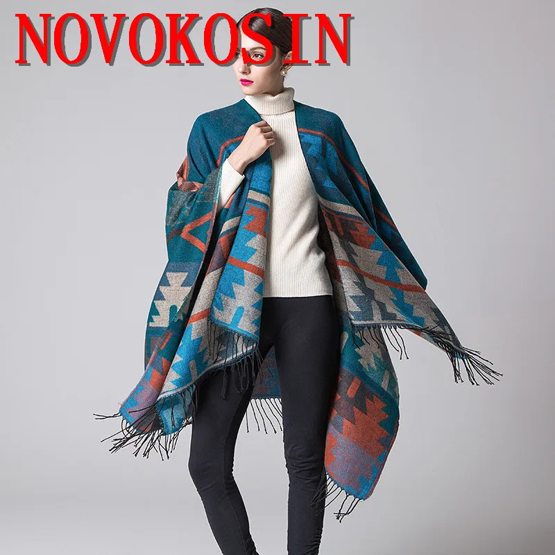 

RS15 2019 New Autumn/Winter India Printed Geometric Shawl Fashion Poncho Women Scarf Luxury Faux Cashmere Scarves Warm Pashmina