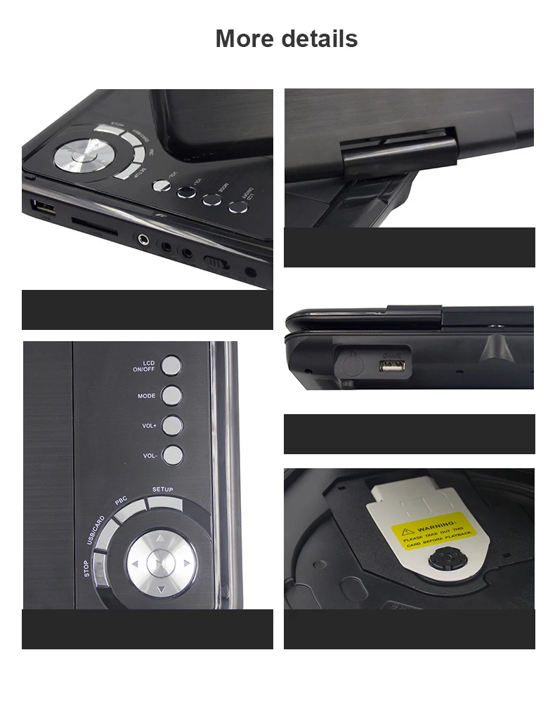 LONPOO Портативный 9 дюймов DVD плеер поворотный Экран автомобильное зарядное устройство USB SD карты наушники ТВ FM Перезаряжаемые/VCD/компакт-дисков MP3 DVD плеер