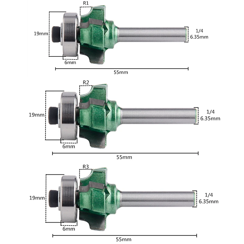 1 шт. 1/6,35 мм деревообрабатывающий фрезерный станок R1/R2/R3 Обрезной нож 4 флейты кромки деревообрабатывающий фрезерный станок