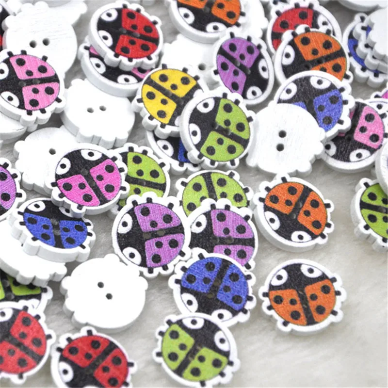 New 25/50/100pcs 17x15mm Colorful Beetle Wood Buttons 2Holes Sewing Crafts WB330 | Дом и сад