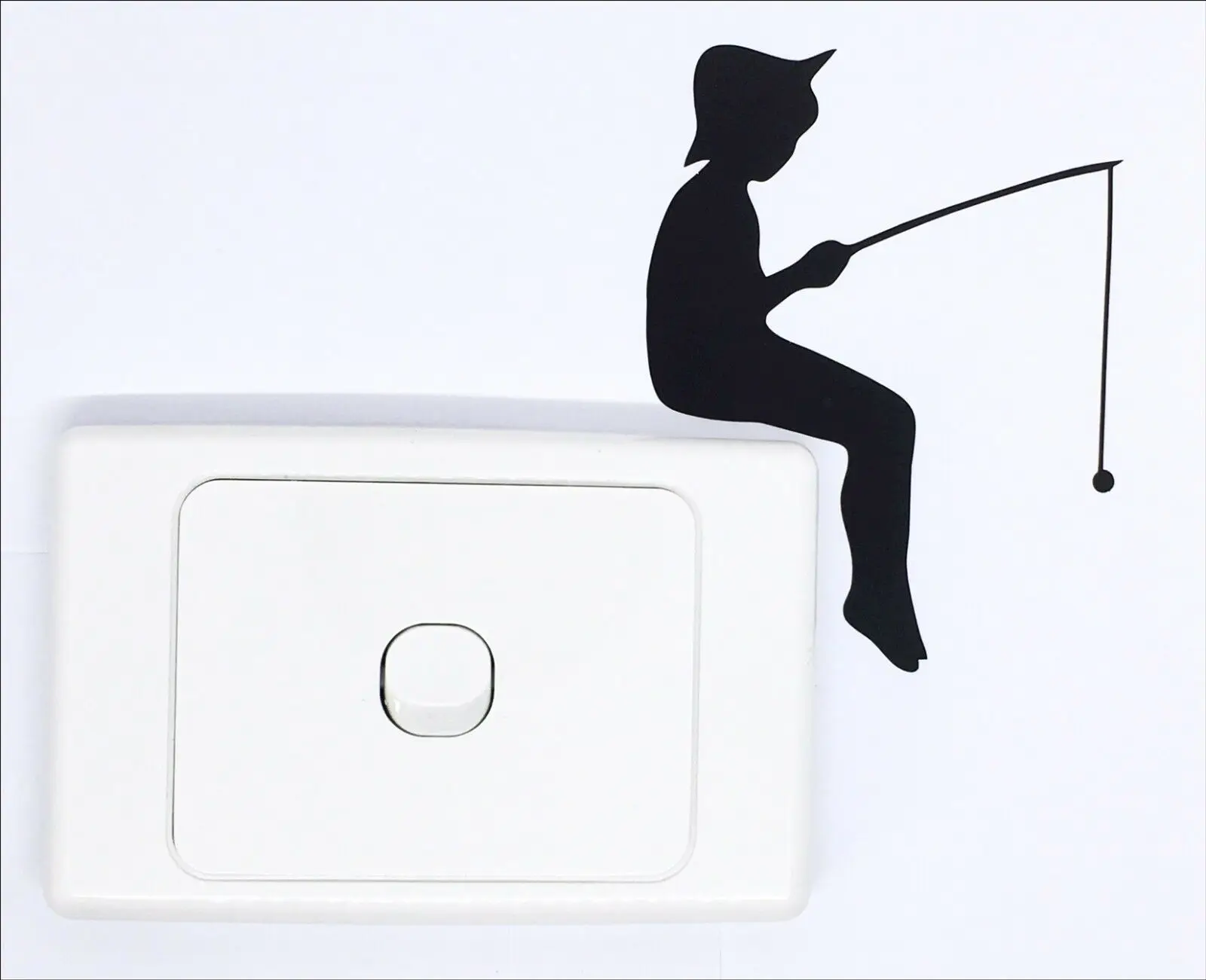 Boy Fishing Vinyl Switch Sticker Funny Cartoon Silhouette Wall Stickers for Kids Rooms Bedroom Living Room Home Decor Boy Fishing Vinyl Switch Sticker Funny Cartoon Silhouette Wall Stickers for Kids Rooms Bedroom Living Room Home Decor