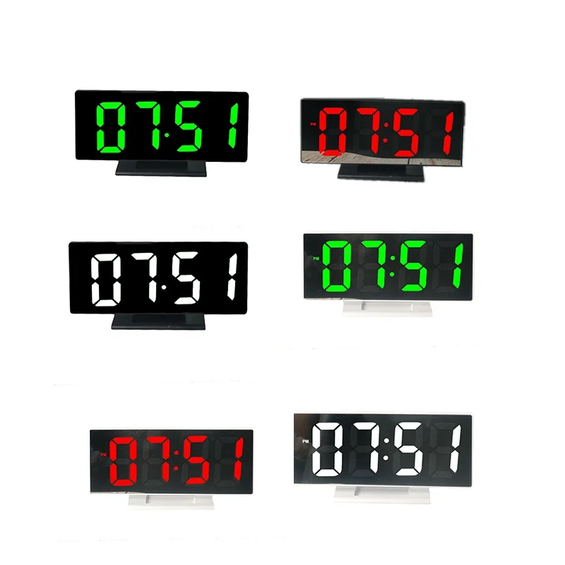 Najtaniej USB cyfrowy budzik lustrzany zegar led wielofunkcyjne wyświetlanie czasu drzemki noc LCD lampa biurkowa lusterko biurkowe zegar
