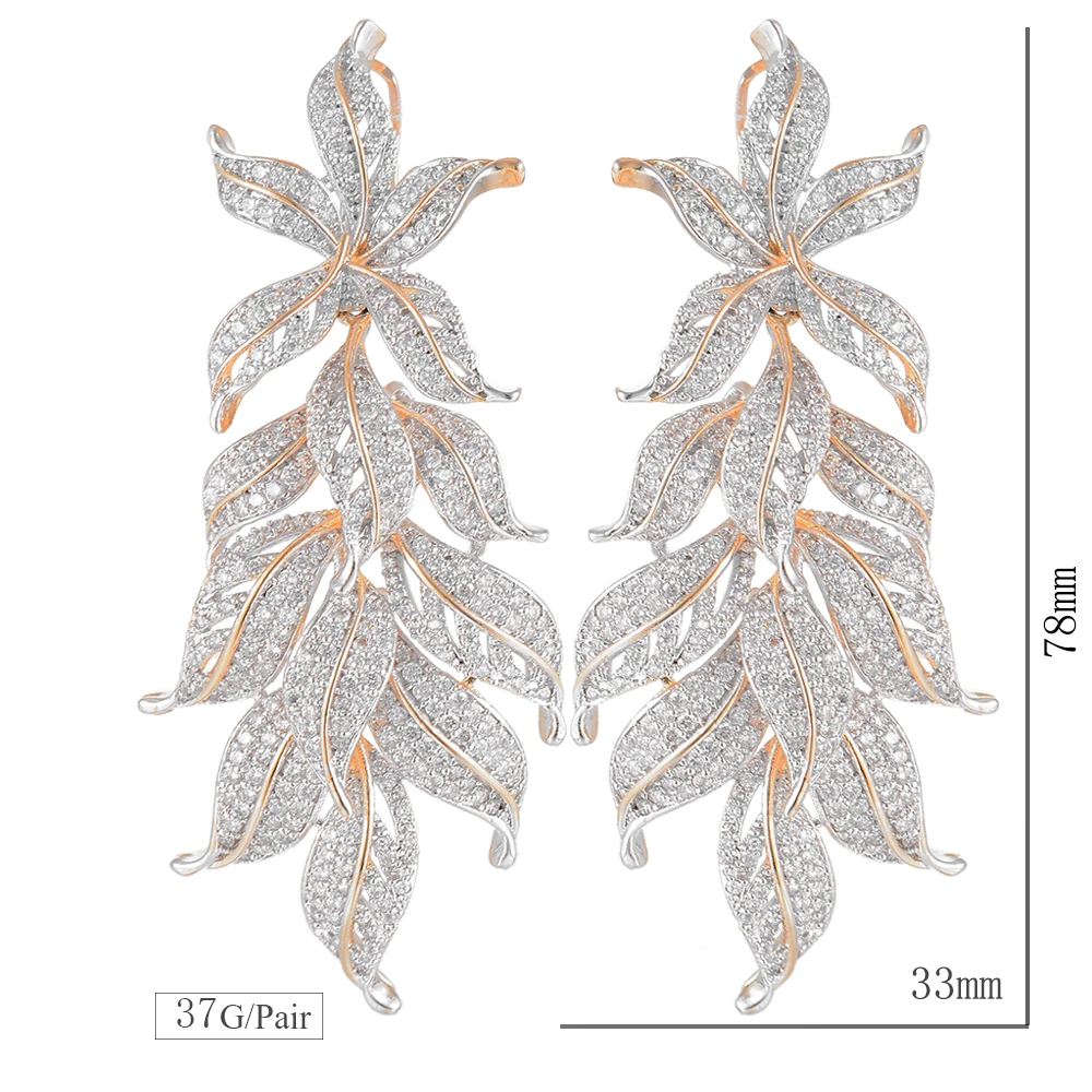 33*78 мм модные длинные висячие серьги с листьями для женщин, свадебные ювелирные изделия для помолвки