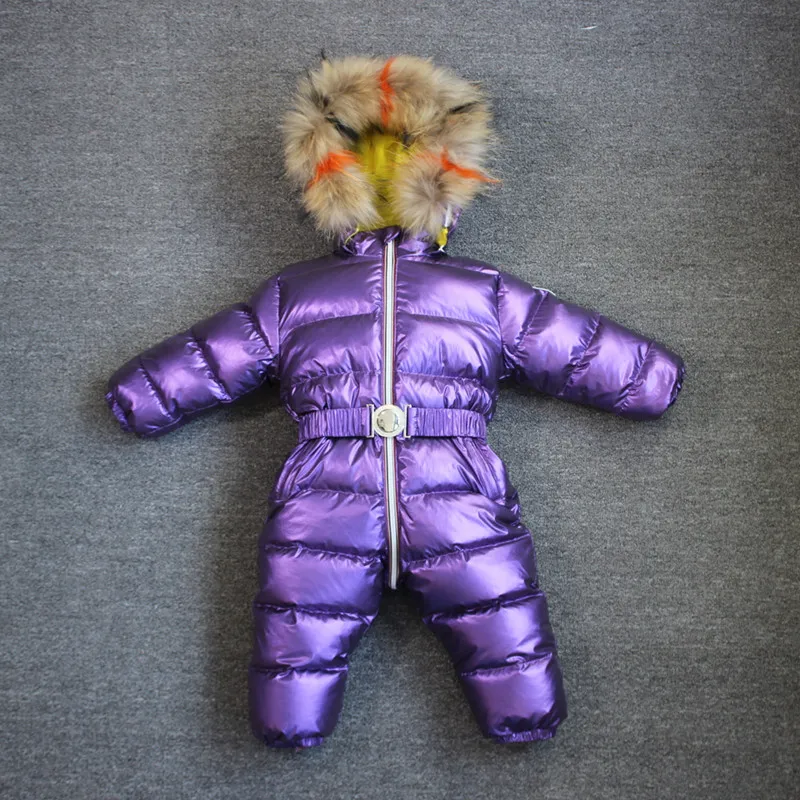 

Free shipping 2018 winter baby girl winter clothes -35 degree purple down coat jacket for baby girls romper outerwear snowsuit