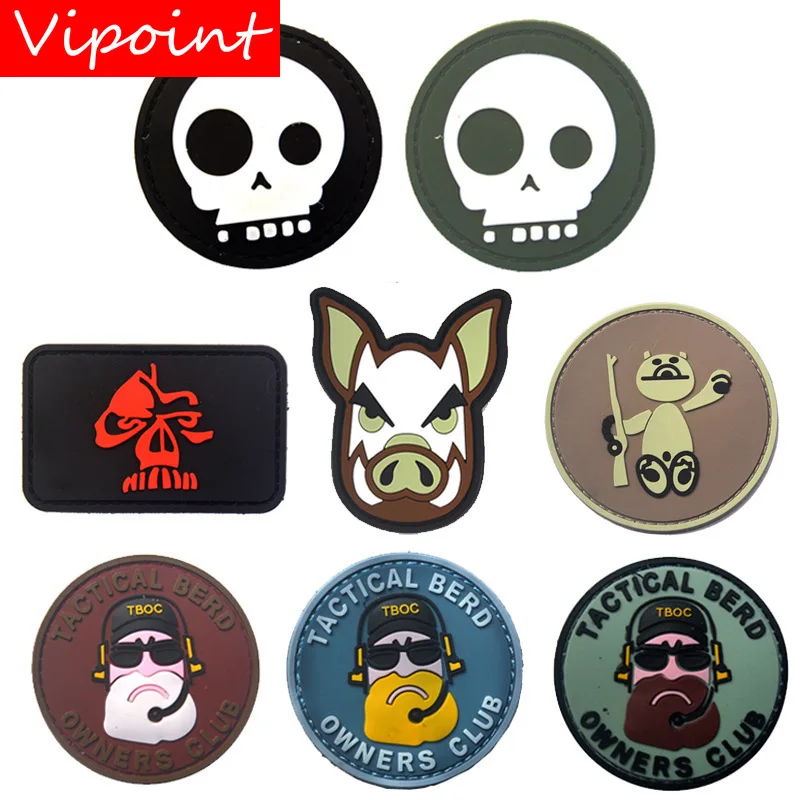 

VIPOINT embroidery pvc HOOK&LOOP skull pig bear patch animal cartoon patches badges applique patches for clothing AD-300