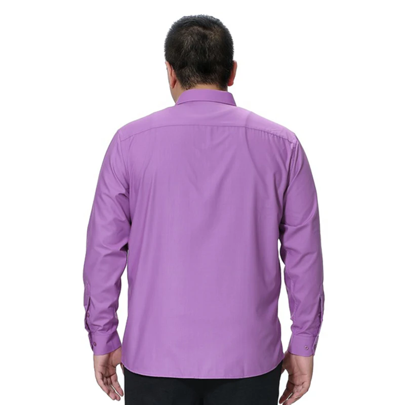 كبير كبير حجم الرجال اللباس قميص مع جيب 2018 جديد وصول طويلة الأكمام صالح سليم الصلبة اللون عالية الجودة الأعمال camisa