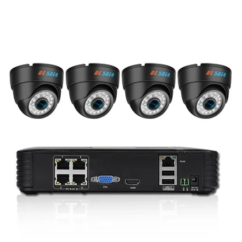 

BESDER Home Surveillance System 4CH IP Security Camera PoE NVR Kit CCTV System 1080P 960P 720P 4 Indoor Dome IP Camera PoE P2P