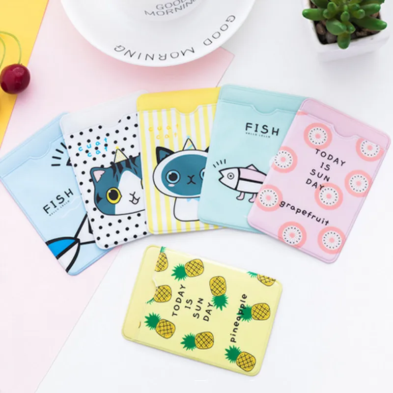 

Small Fresh Cute ID Card Holder Case Cartoon Business Bus Bank Credit Card Cover Transparent PVC for Student Kid Women Badge Bag
