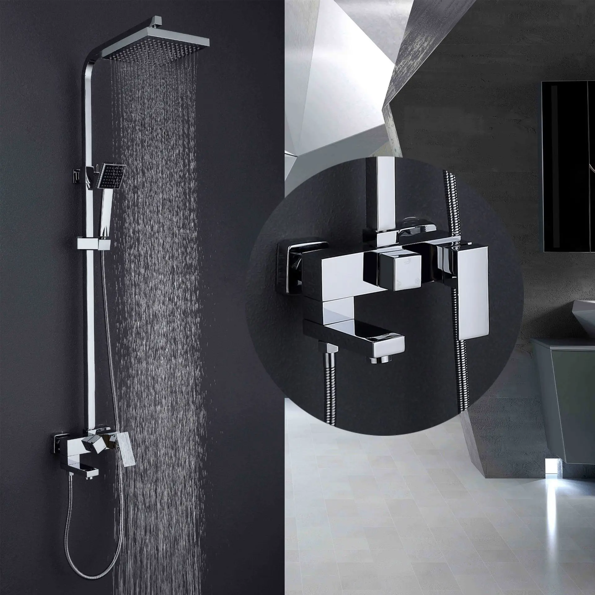 

manufacturers selling gravity casting square shower head Hot and cold shower flower is aspersed DS12001 three function