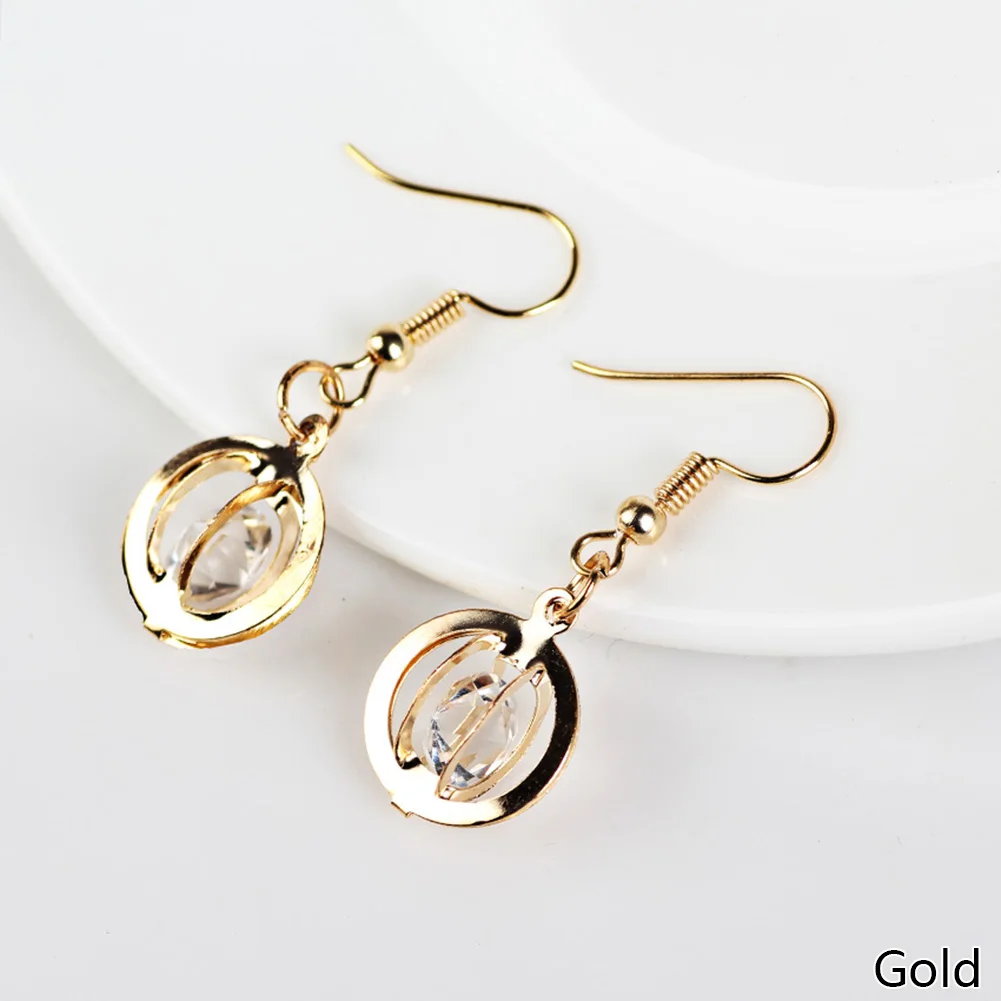 2018 2 color European Simple Drop Earrings Jewelry Women Crystal Dangle