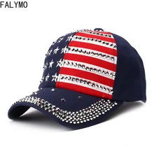 Для мужчин и женщин бейсболка американский флаг, США алмазные заклепки Snapback кепки s регулируемые Rap Rock солнцезащитные шапки спортивные бейсболки хип-хоп шляпа
