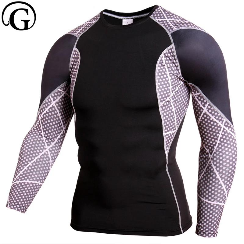 PRAYGER Male Compression Tshirt For Men Printed T shirt Bodybuilding T