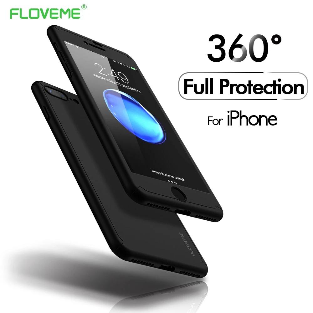 Floveme Корпус для телефона с полным покрытием iPhone 6 6S 7 8 Plus 5 5S SE Ультра тонкий жесткий