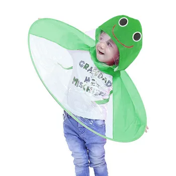 

Lovely Green Frog Umbrella Hat Cute Rain Coat UFO Children Round Umbrella Hat Magical Hands Free Raincoat Kids Umbrella Hats