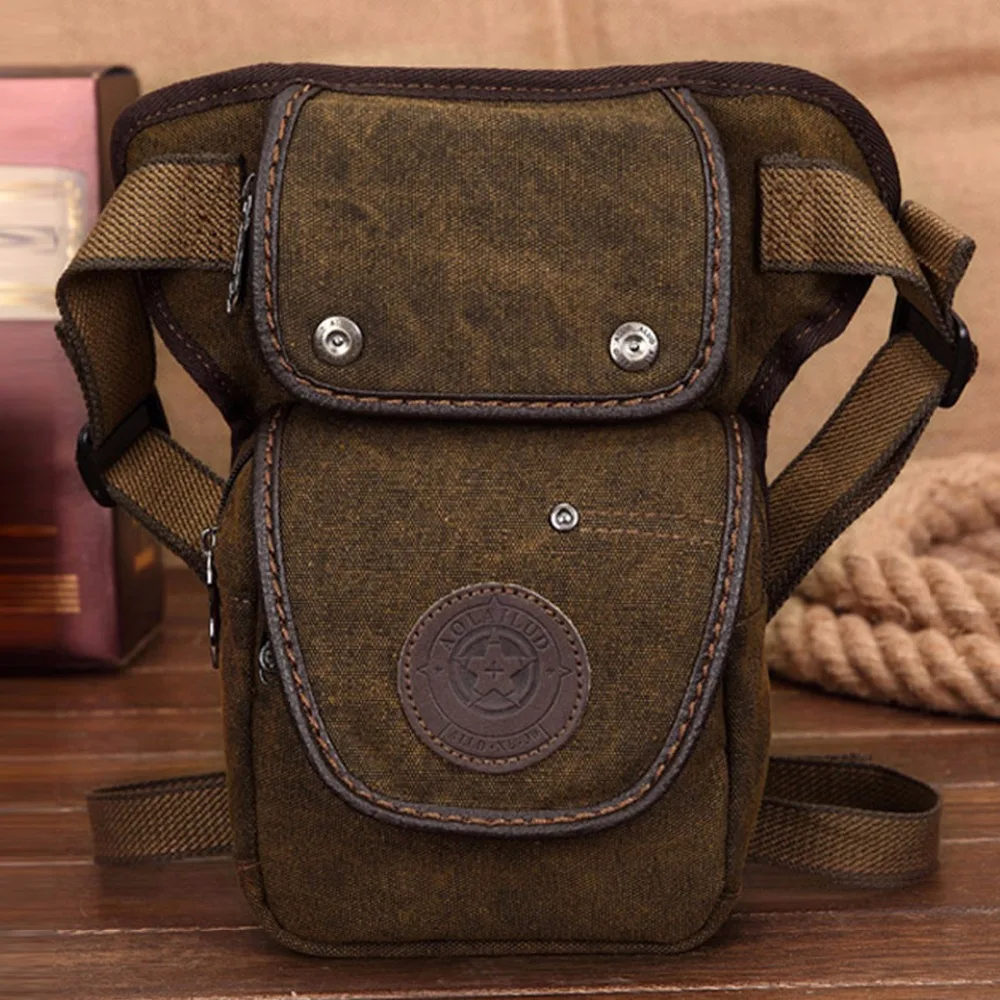 

New Military Riding Waist Pack Bags Belt Hip Bum Travel Famous Motorcycle Messenger Shoulder Men Canvas Drop Leg Fanny Bag