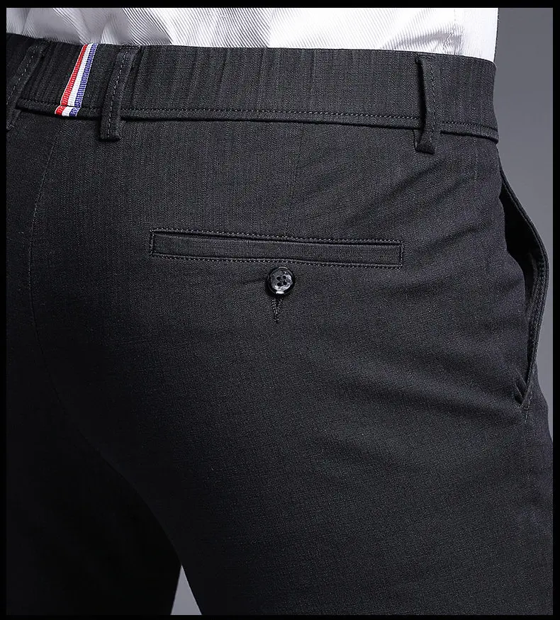 2018 Autumn New Fashion Pants Men Slim Fit Classic Casual Mens Pants Full Length Male Pants Black Blue Cream Plus Size 38 40-15