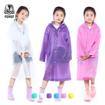 

FGHGF EVA Transparent Fashion Frosted Child Raincoat Girl And Boy Rainwear Outdoor Hiking Travel Rain Gear Coat For Children