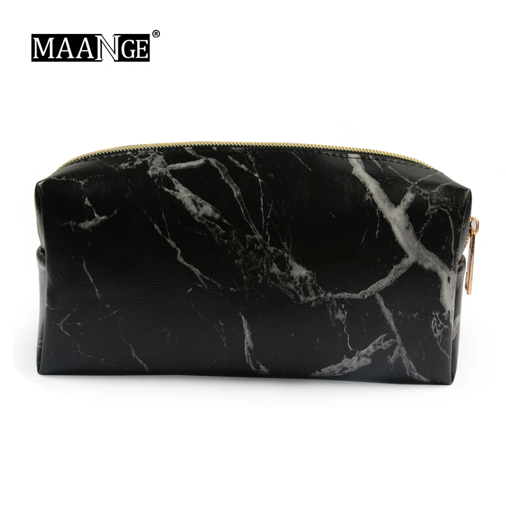 MAANGE marbling сумка для макияжа портативная Кисть для макияжа вмещает косметические наборы простая маленькая сумка инструменты для макияжа - Цвет: Черный