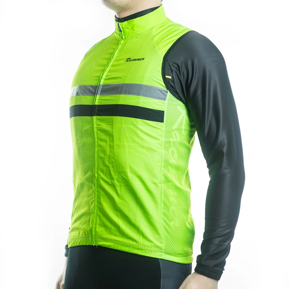 Racmmer 2018 Windstopper sin mangas Ciclismo Jersey ropa bicicleta a prueba de viento reflectante Maillot Chaleco Ciclismo # WX-06