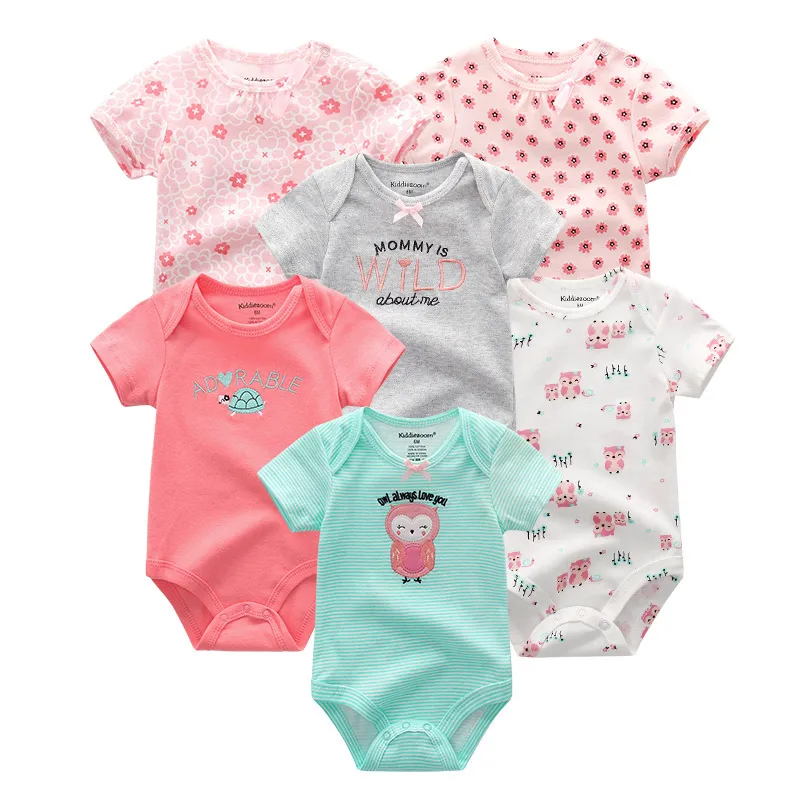 6 Pcs/lot Uniesx Summer Newborn Baby Rompers 100%Cotton baby clothing set Roupas de bebe Baby boy girl Clothes