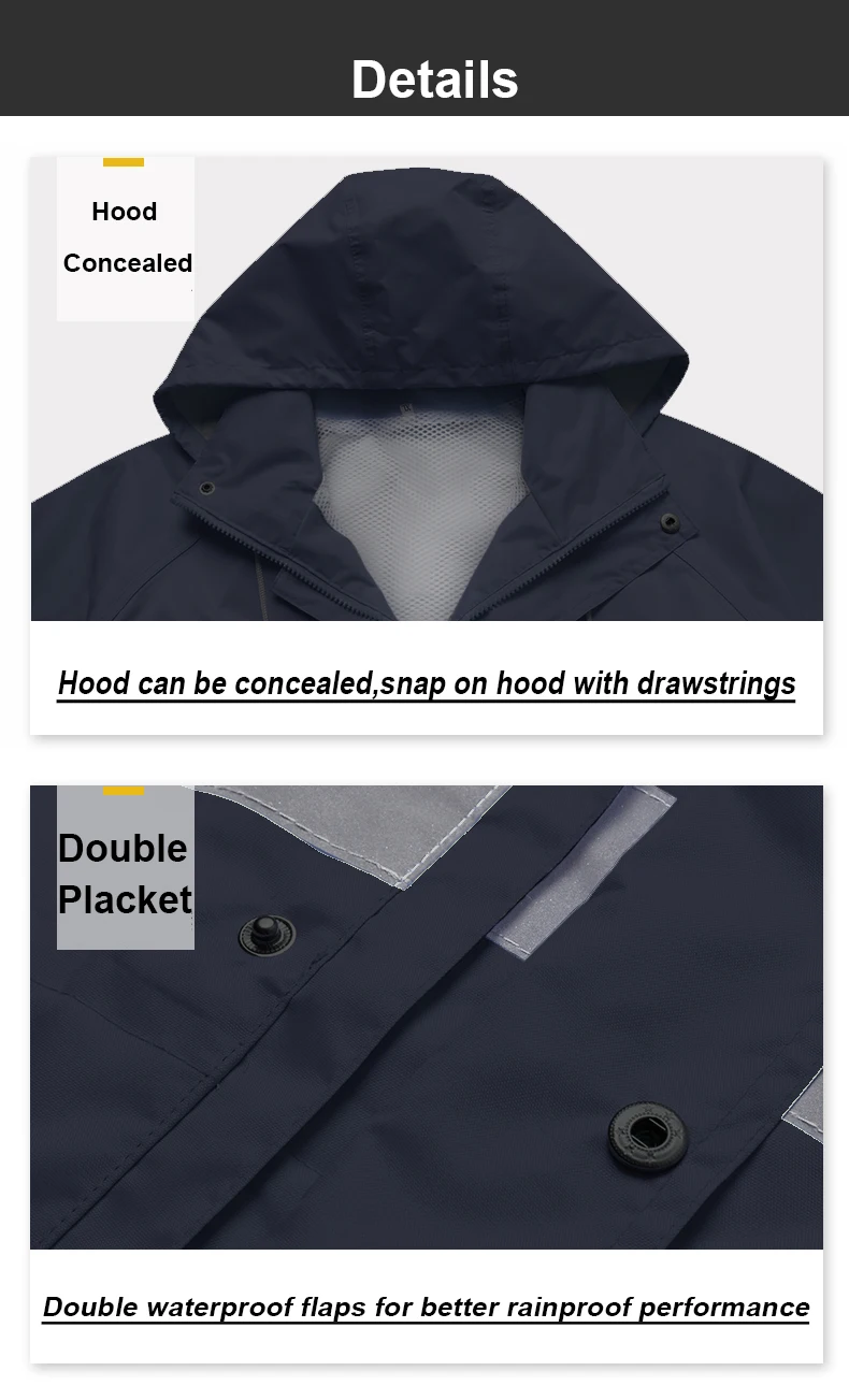 Hi Vis куртка темно-синяя Защитная куртка Рабочая одежда мужская водонепроницаемая дождевик