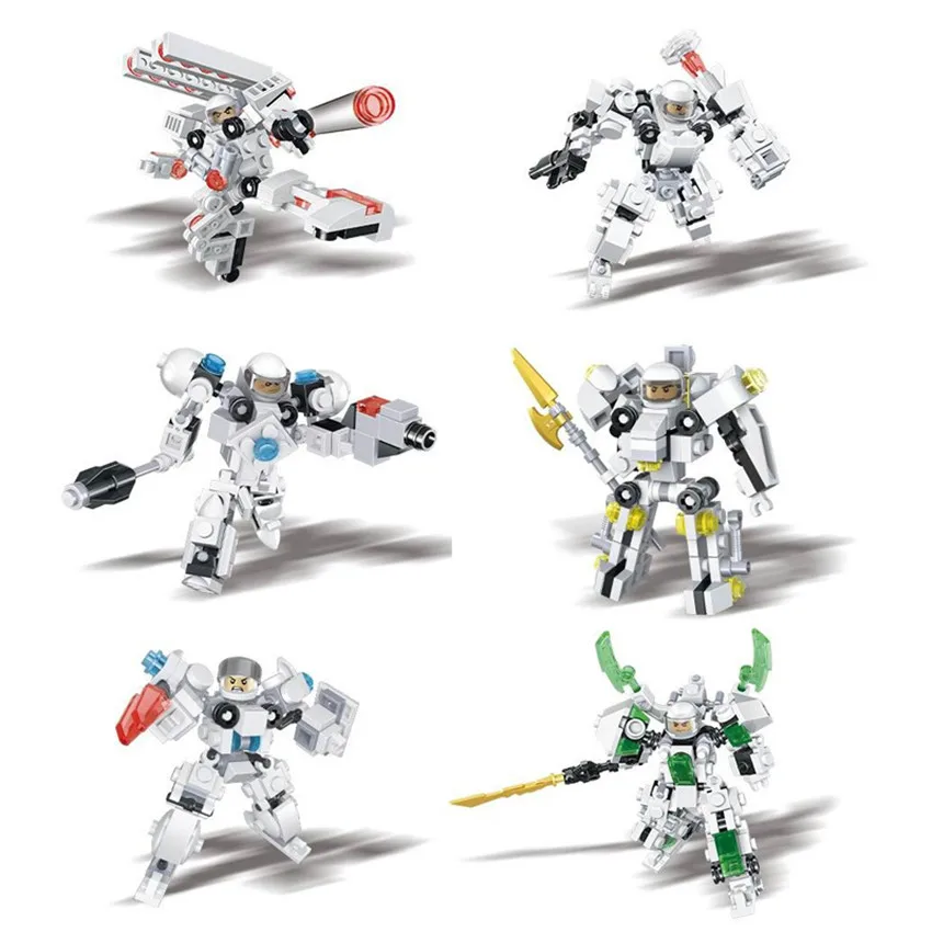 

New arrive 6pc/lot Decool Warder Building Blocks Robot D.VA Reaper Winston Soldier 76 Reinhardt Mccree Action Figure brickheadz