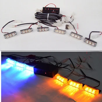 

Free Shipping!! Car Red Blue White Green Amber Yellow 6x3 LED Strobe Flash Warning Police  Light 6*3 LED EMERGENCY STROBE LIGHTS