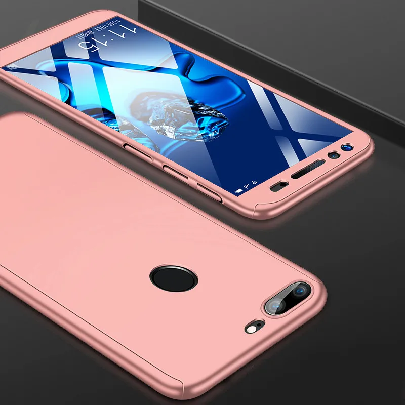 360 градусов полный чехол для телефона Huawei Nova 2 2s 3 3i 3e P смарт-экран протектор телефона крышка Honor V9 Play 10 Lite чехол - Цвет: Rose Gold