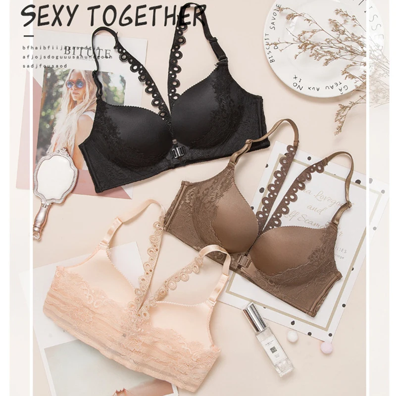 

Hot Wireless Bras for Women Lingerie BH Lace Sexy Bralette Seamless Push Up Bra Plus Size Y-line Straps Backless Bras Underwear