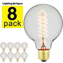 G95 Декор лампочки edison янтарный свет лампы Винтаж лампа накаливания лампы 220 В 40 Вт E27 винтовой спиральный теплый белый прозрачный