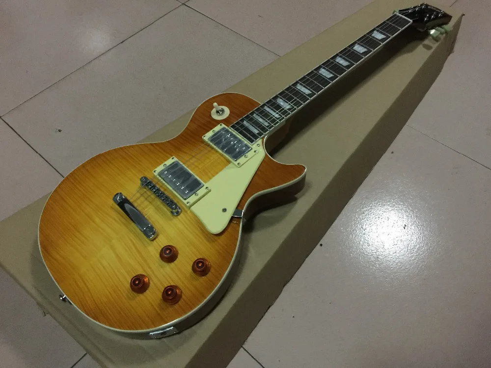 

Hot selling!!! in Stock honey Burst Style Standard Electric Guitar with Nashville bridge , high quality guitarra