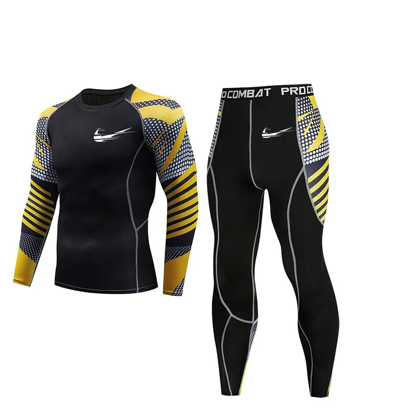 

\FUTUREOX men's T-shirt suit 2 piece set of gym clothes O-neck fashion 3D printing T-shirt high stretch pants men's sports suit