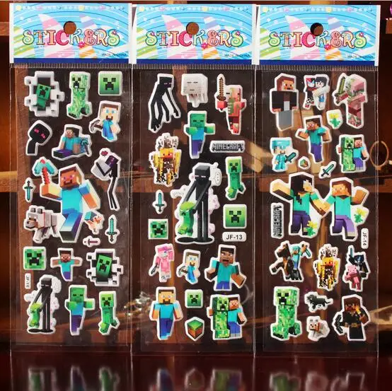 

Hot New 6pcs/set Minecraft Stickers Mixed Cartoon Bubble Action Figures Kid MineCraft Assembles Toy Christmas Gifts