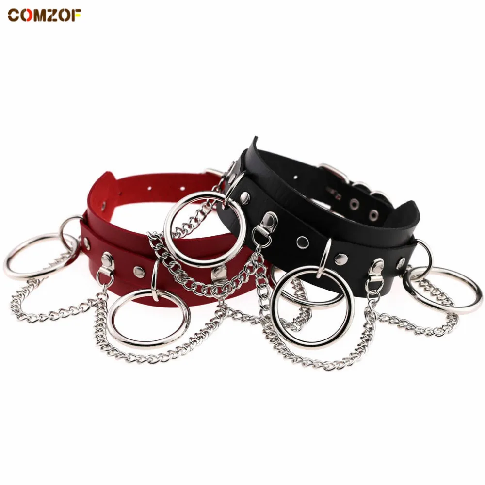 

Women sexy punk leather choker necklace black gothic chain dog necklace harajuku hip hop accessories halloween gifts for women