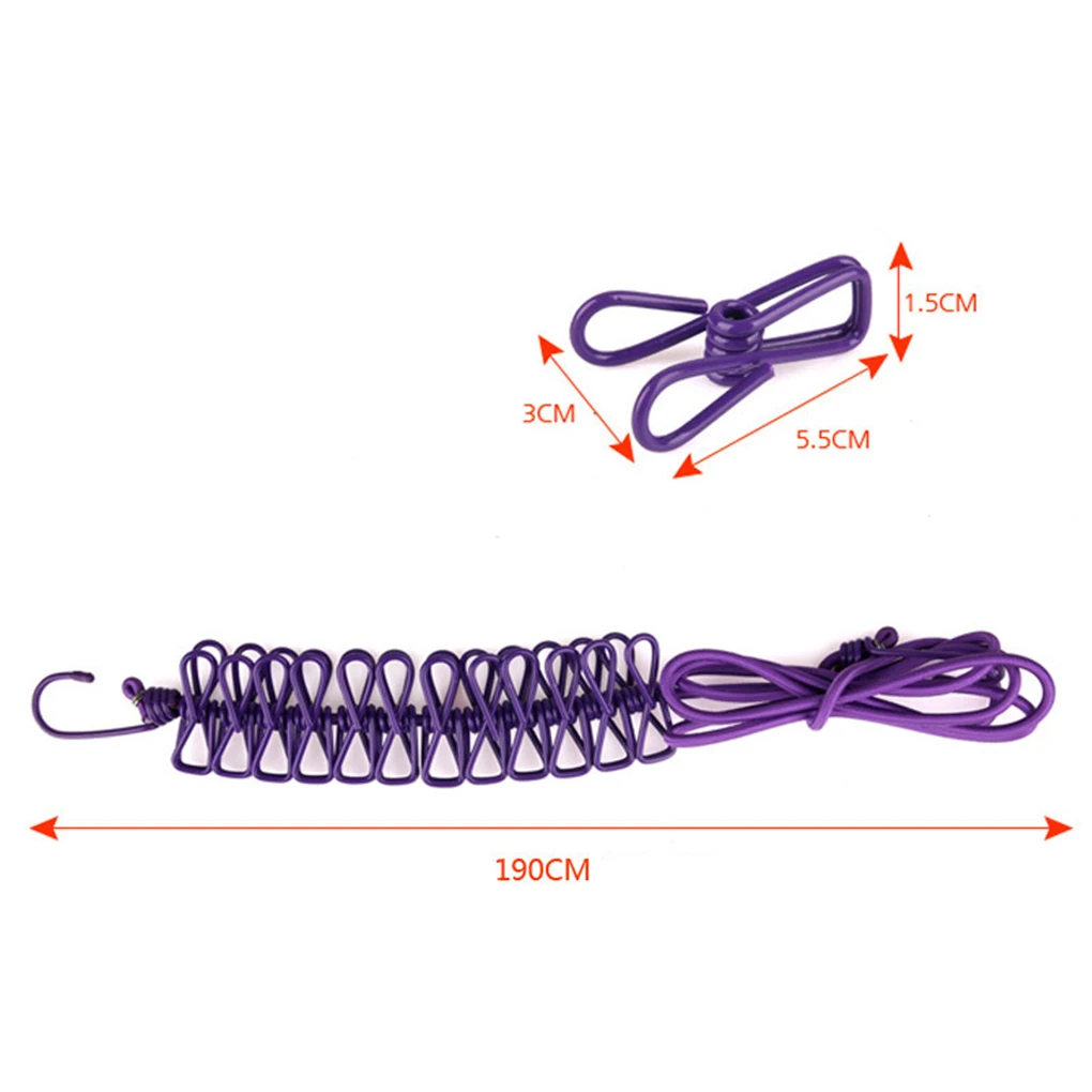 Портативная эластичная палатка для белья, стиральная одежда, леска с 12 тканевыми фиксторы для штанов
