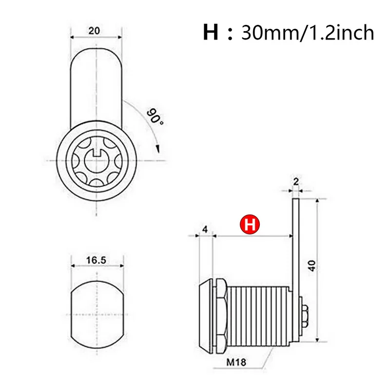 Urijk 16-30 мм двери шкафа ящика замки на шкаф Трубчатые Cam Цилиндрические замки безопасности раздвижная оконная фурнитура оборудования - Цвет: M18x30