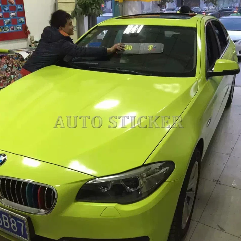 Fluorescent yellow ultra glossy vinyl car vinyl wraps 55