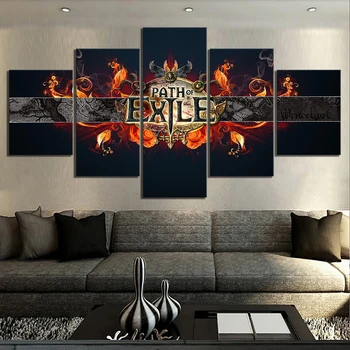 

5 Piece Dark Style Paintings Path of Exile Games Art Print Canvas Paintings Wall Art for Home Decor