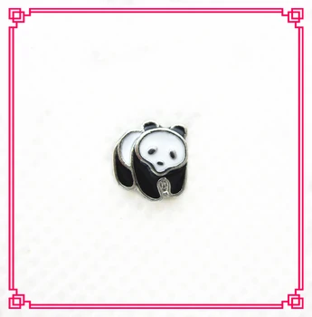 

Hot selling panda floating charms living glass floating memory locket charms