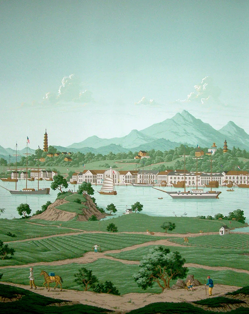 

Elegant western paintings Hand-painted silk wallpaper painting scenery wallcovering many patterns and background optional
